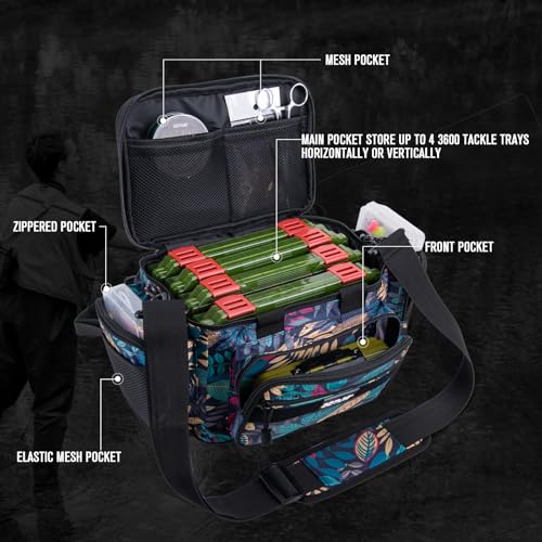 Fishing Tackle Bag with 4 3600 Tackle Boxes