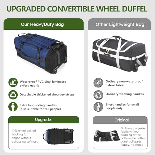 86L Collapsible Wheeled Duffle Bag Waterproof