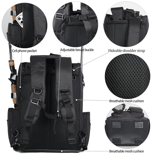 Fishing Tackle Backpack With Rod Holders