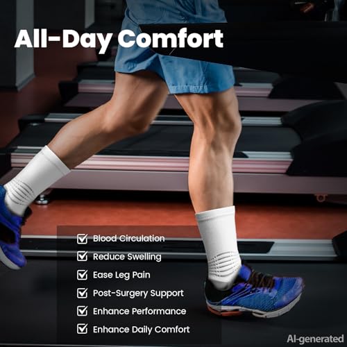 Crew Compression Socks Athletic Running Socks for Men Women Plantar Fasciitis Relief 3 Pairs