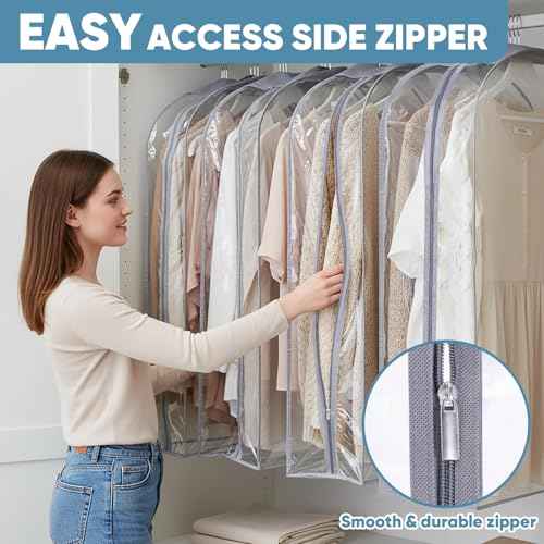 6PK Clear Garment Bags for Hanging Clothes (6 Count)