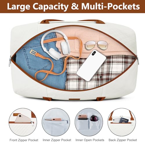 Weekender Bag for Women 21.5" Travel Duffel Large Carry On Bag 3PCS (3 Count)
