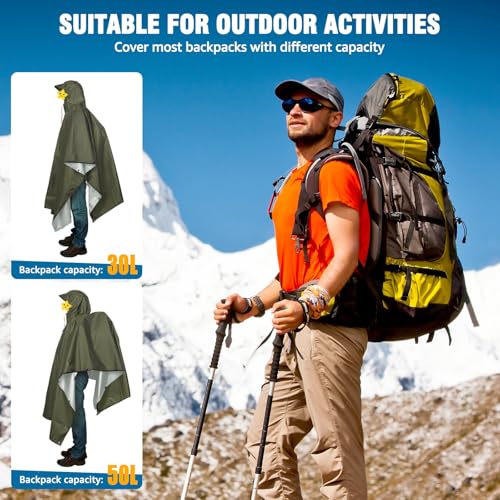 Hooded Rain Poncho for Adult Waterproof Lightweight Raincoat