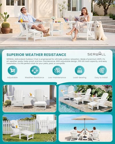 Folding Adjustable Adirondack Chair with Footrest