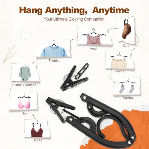Black Travel Hangers with Clips (10 Count)