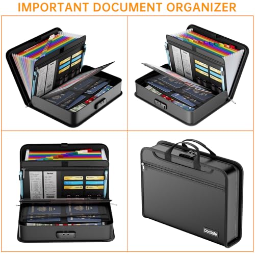Accordion File Organizer Bag with Lock