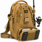 Fishing Tackle Backpack with Rod Holder & Removable Storage Pouch