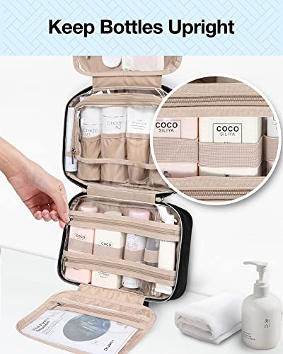 Toiletry Bag Hanging Travel Makeup Organizer with TSA Approved Transparent Cosmetic Bag Makeup Bag for Full Sized Toiletries (2 Count)