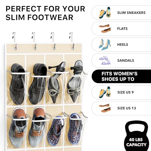 24 Pockets Clear Over the Door Shoe Organizer