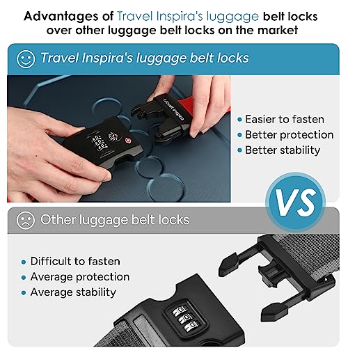 2 Pack Luggage Straps for Suitcases with TSA Lock