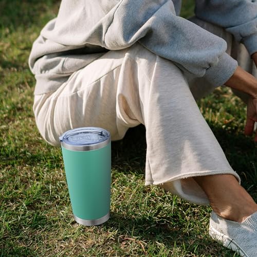 20oz Tumbler with Lid Stainless Steel Tumblers Insulated Mug Light Blue 6P (6 Count)