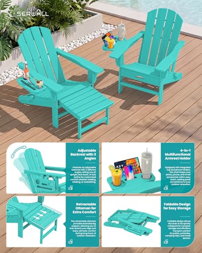 Folding Adjustable Adirondack Chairs with Footrest Set of 2 (2 Count)
