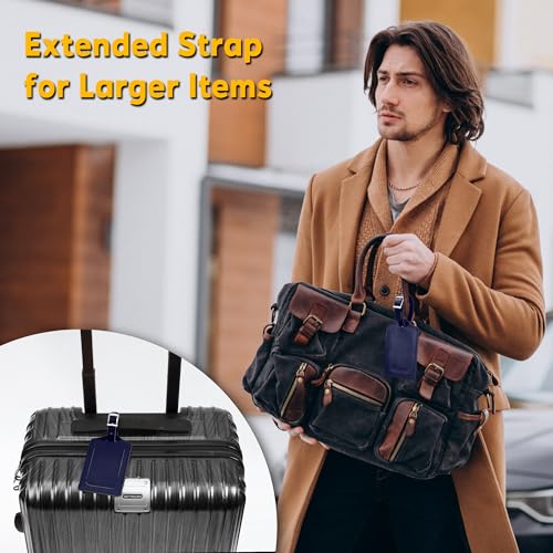 8 Pack Leather Luggage Tags for Suitcases Travel Tag (8 Count)