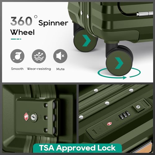 20 Inch Carry on Luggage with Aluminium Frame and Front Pocket