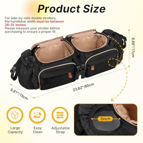 Double Stroller Organizer with 2 Cooler Pockets (16 liter(s))