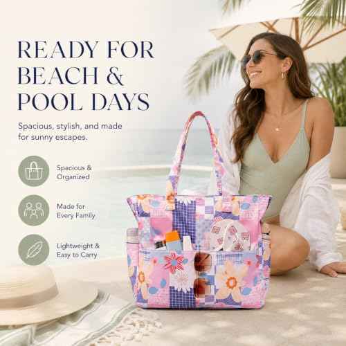 Waterproof Beach Tote Pool Bags for Women Ladies Extra Large Carry On Bag With Wet Compartment for Weekender Travel