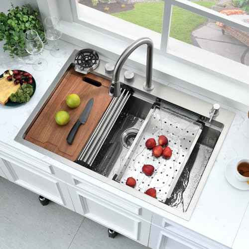 33x19 Drop In Kitchen Sink with Faucet Combo