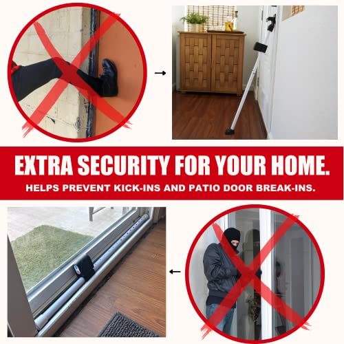 2-in-1 Door Security Bar with Alarm & Sliding Door Stopper Security Bar with 120db Loud Siren - Rugged Iron Rated for 400lbs, (Protects Against Scratches) New Model for Wider Compatibility