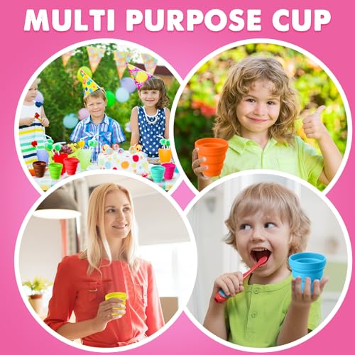 48 Pcs Silicone Collapsible Cup Without Lids Travel Portable Foldable Cup Colorful Reusable Collapsible Shot Cup Expandable Drinking Cup for Kids Traveling Outdoor Hiking (48 Count)