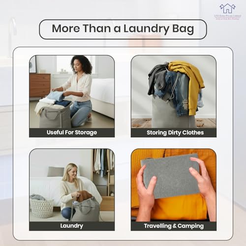 LFH Home Cotton Rich Large Laundry Bag with Handle