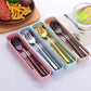 3 PCS Stainless Steel Travel Camping Flatware Set Fork Spoon Chopsticks with Portable Case