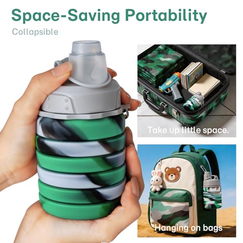 Reusable BPA Free Foldable Silicone Water Bottles for Kids