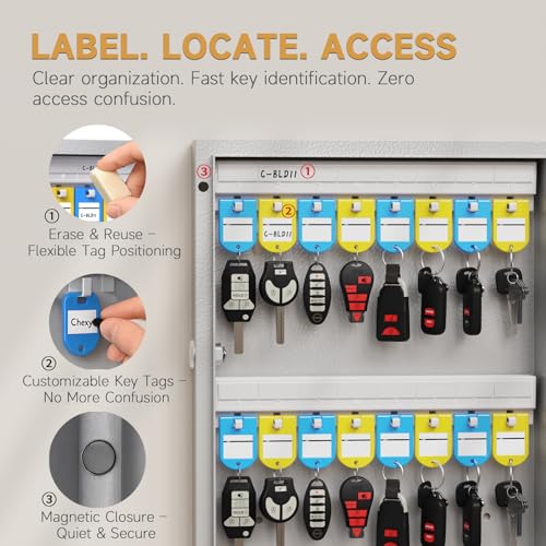 192 Key Lock Box Smart Key Organier Cabinet with Keypad & App for Office