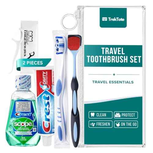 Travel Oral Care Kit with Premium Name Brand Toothbrush (6 Count)