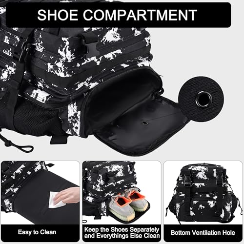 Military Tactical Backpack for Men and Women 45L Army 3 Days Assault Pack Bag Large Rucksack with Shoe Compartment