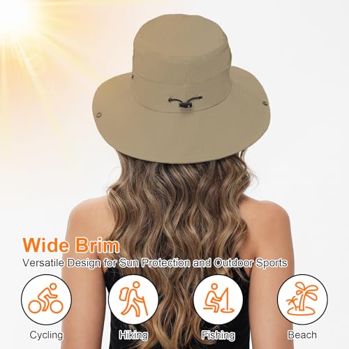 Sun Hats for Women Bucket Hat UV Protection Fishing Hat Wide Brim Safari Hats 2 in 1 Zip