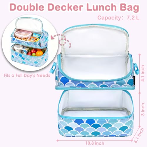 Double Decker Cooler Insulated Lunch Bag Large Tote for Boys