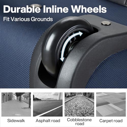 Expandable Carry On Luggage Suitcases with Wheels Foldable Duffle Bag for Travel Carry On suitcase Weekend Bag for Women Men（Blue）
