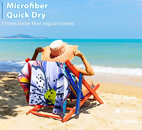 Microfiber Beach Towel with Bag Oversized 71x32 Sand Free 2 Pack (2 Count)