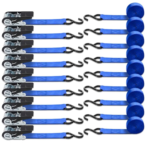 8 Pack Ratchet Tie Down Straps (8 Count)