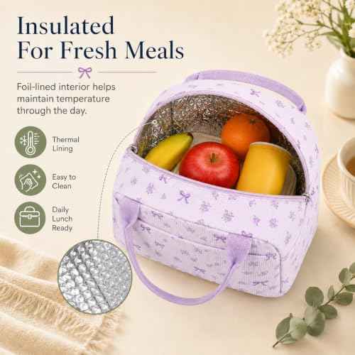 Lunch Bag for Women Men Cute Corduroy Lunch Tote Bags Reusable Insulated Lunch Box Large Capacity Reusable Insulated Cooler for Work Picnic or Travel