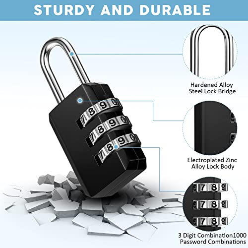 32 Pack 3 Digit Combination Lock Small Combo Locks Waterproof Luggage Number Padlock for Backpack Suitcases Traveling Toolbox School Gym Employee Locker (32 Count)