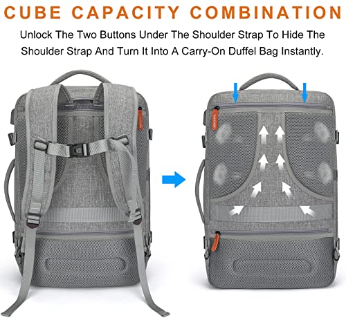18" Expandable Carry On Travel Backpack With 4 Packing Cubes