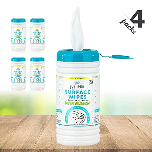 4 Pack Surface Cleaning Wipes with Bleach (300 Count)
