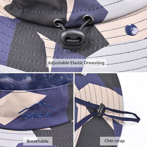 Sun Hats for Men Women Fishing Hat UPF 50+ Breathable Wide Brim Summer UV Protection Hat with Face Cover & Neck Flap