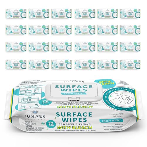 24 Pack Surface Cleaning Wipes with Bleach (1728 Count)