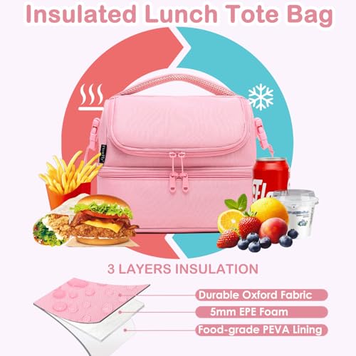 Double Decker Cooler Insulated Lunch Bag Large Tote for Boys
