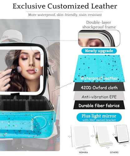Travel Makeup Bag Cosmetic Bag with Lighted Mirror