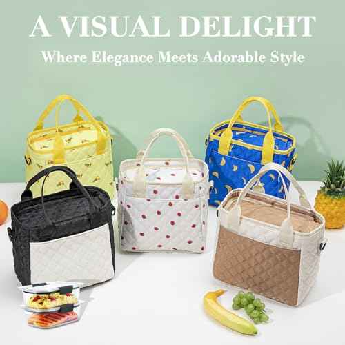 Cute Strawberry Lunch Box for Women Lunch Bags for Work Small Insulated LunchBag for Picnic Travel Shopping