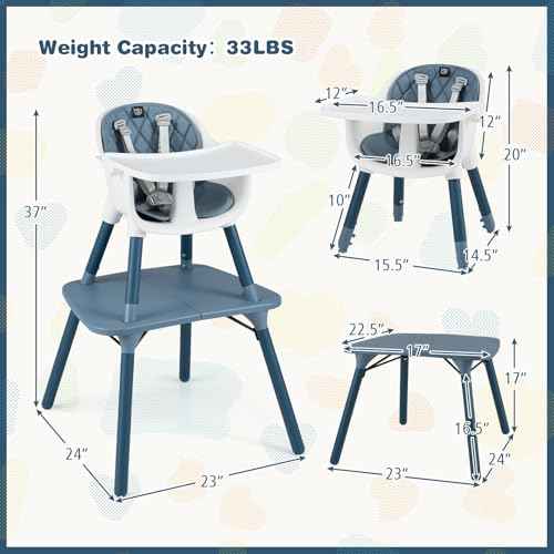 High Chair 5 in 1 Convertible Highchair for Babies & Toddlers