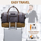 Nerlion Weekender Bag with Shoe Compartment Large Overnight Bag for Men Canvas Genuine Leather Carry on Luggage Bag Travel Duffel Bag