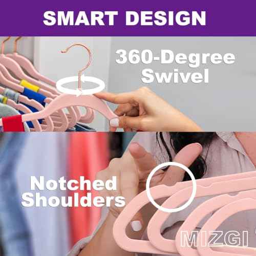 Blush Pink Velvet Hangers 100 Pack Non Slip Heavy Duty Rose Gold Hook (100 Count)