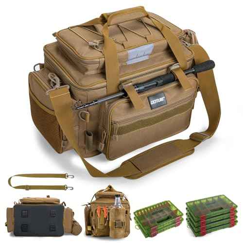 Fishing Tackle Bag with 4PCS 3700 & 2PCS 3600 Tackle Boxes (6 count)