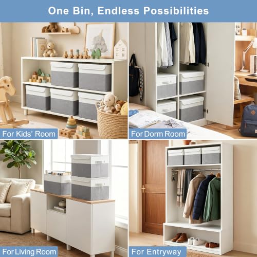 Large 22 Quart Linen Fabric Foldable Storage Bin Cube Organizer Basket with Flip (4 Count)