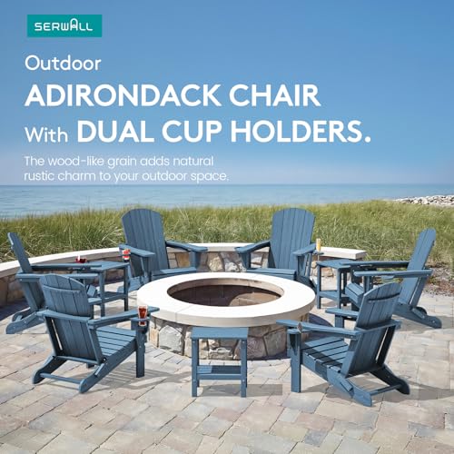 Outdoor Adirondack Chair Set of 4 with 2 Cup Holders (4 Count)