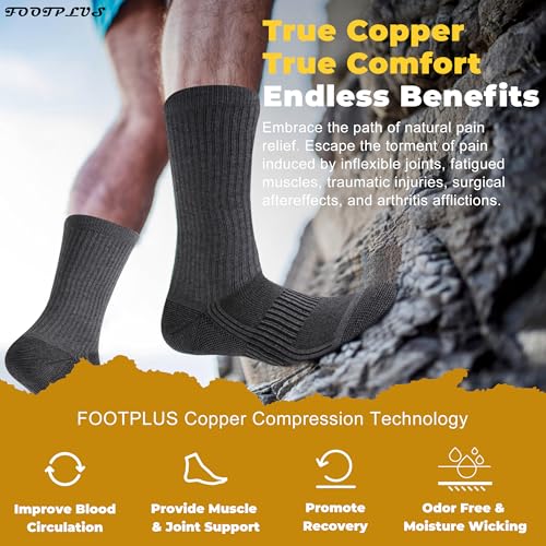 6 Pairs Copper Hiking Running Socks (6 Count)